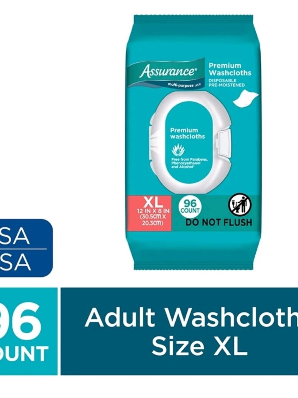 Assurance Disposable and Pre-Moistened Premium Extra Large Washcloths for Adults